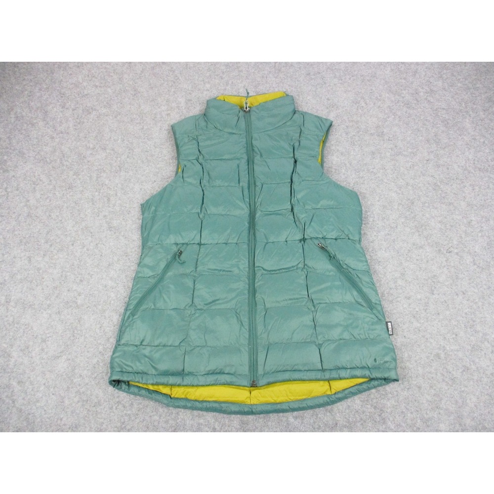 REI Vest Womens Medium Green Co Op 650 Down Puffer Quilted Full Zip Lightweight